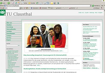 Alte Version der Website der TU Clausthal