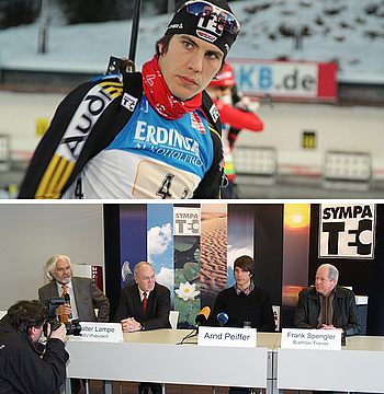 Der Sportler Arnd Peiffer bei einer Konferenz